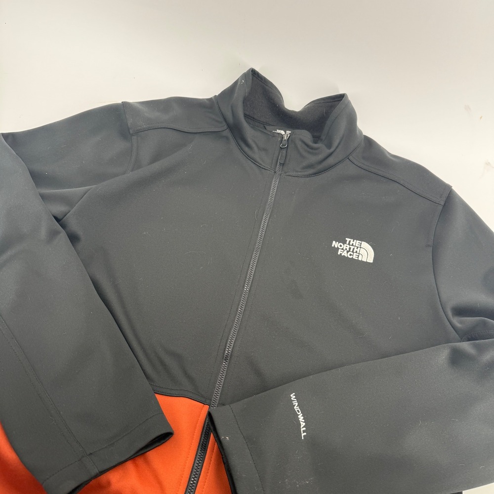 The North Face WindWall Softshell Jacket Mens XL Black Orange Full Zip Fleece